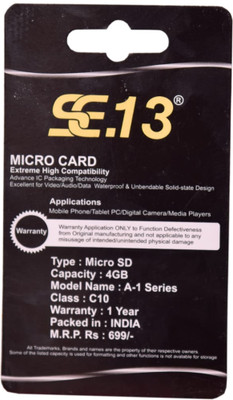 SE.13 A1-SE4GB A-1 Series 4 GB MMC Class 10 100 MB/s  Memory Card Compatible with Mobile