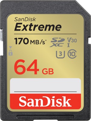 SanDisk Extreme 64 GB SDHC Class 10 170 MB/s  Memory Card