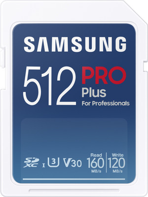 SAMSUNG MB-SD512K/APC Pro Plus 512 GB SDXC UHS-I Card Class 10 160 MB/s Memory Card Compatible with Camera, Computer, Gaming Console, Mobile, Tablet SAMSUNG MB-SD512K/APC Pro Plus 512 GB SDXC UHS-I Card Class 10 160 MB/s Memory Card Compatible with Camera, Computer, Gaming Console, Mobile, Tablet