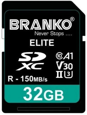 Branko V30 Elite Memory Card for Photo Video Music Voice File DSLR Camera DSC Camcorder 32 GB SDXC Class 10 150 MB/s  Memory Card Compatible with Computer, Camera, Tablet