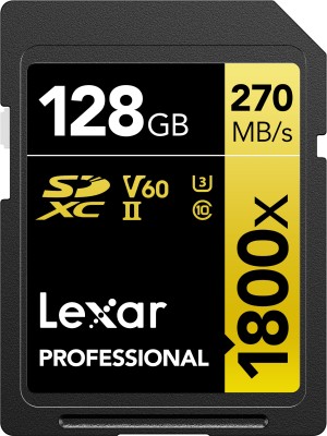 Lexar Professional 1800x 128 GB SDXC Class 10 270 MB/s  Memory Card