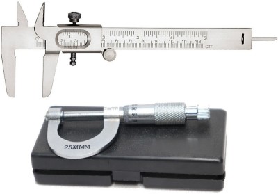BALRAMA 2pc Combo Steel Body 12.5 cm Vernier Caliper + 0-25 mm Depth Gauge SS Ruler Micrometer Screw Gauge