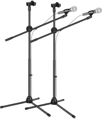 Urban Infotech Set of 2 Mic Stand 3-Leg Boom with Dual Mic Clip Holders Mic Stand(Black)