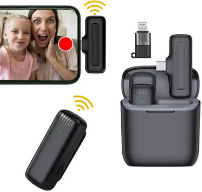 MOOZMOB Professional Wireless Mic for Type C Mobiles (Android + iOS) and iPhones Collar Microphone