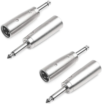 TechBlaze XLR Male to 1.4 Inch TS Adapter, Balanced Male XLR to Quarter Inch Male Adapters XLR Extension Adapter Connector- 4PCS(Silver)