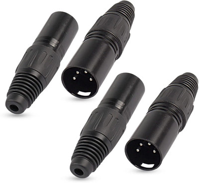 AMG Music XLR Connector 3 Pin XLR Male to Female Connector Audio Mic Microphone Connectors Microphone Cable Audio Socket for High Conductivity and Ultra-Low Noise-2Pack(Black)