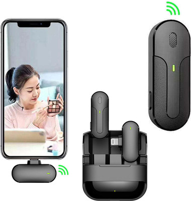 MOOZMOB Professional Grade iPhone Wireless Microphone with Noise Cancellation Collar Microphone for Youtube Channel(Black)