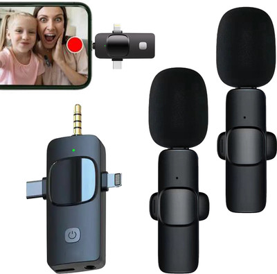 WRADER Dual Mic for Recording Youtube Videos Reels Interviews Podcasts and Instagram Microphones(Black)