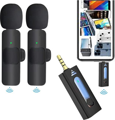 MOBIZAC Wireless Collar Mic for Video Making Reels Instagram Podcast Vlogs and Youtube Video Recording Microphones(Black)