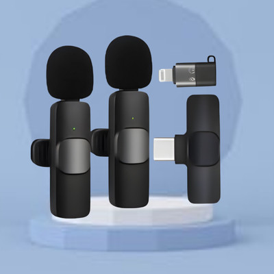 GUGGU K9 Dual Wireless Microphone Plug &Collar Mic for Vlogging/Live Stream/YouTubX220 K9 Dual Wireless Microphone Plug &Collar Mic for Vlogging/Live Stream/YouTubX220(Black)