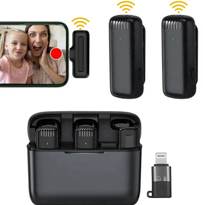 MOOZMOB Dual Wireless Mic with Charging Case Lapel Microphone for Instagram Reels Vlogs Microphone