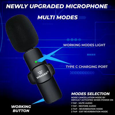 WRADER Wireless Mic for Vlog Reel Online Teaching ASMR and Youtube Recording - Collar Microphone