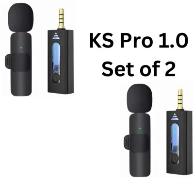 Kutumb Store KS Pro 3.5mm Single Wireless Collar Mic Noise Reduction Pack of 2 Bluetooth(Black)