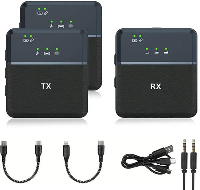 IMAGINEA SX9 Wireless Microphone for PC/iPhone & USB C/Camera (2 Microphones 1 Receiver) Wireless Collar Microphone for Videos/Reels/Shorts/Vlog/Meeting/Teaching(Black)