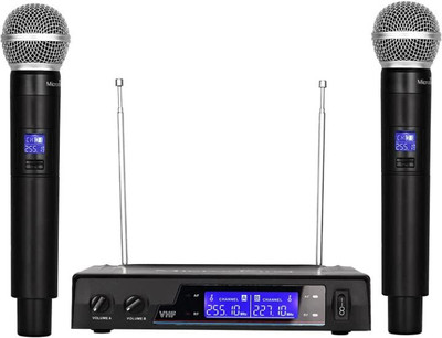 KH Wireless Microphone System-Dual UHF Independent Volume Controls Dynamic Mic Set Microphone Accessory(Black)