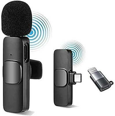 PABAH K8 Wireless Microphone, Digital Mini Portable Recording Clip WIRELESS MICROPHONE Wireless Microphone(Black)