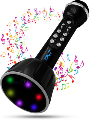 Daily Needs Shop Karaoke Wireless Microphone Mic with Audio Recording Bluetooth Speaker with USB Microphone(Black)