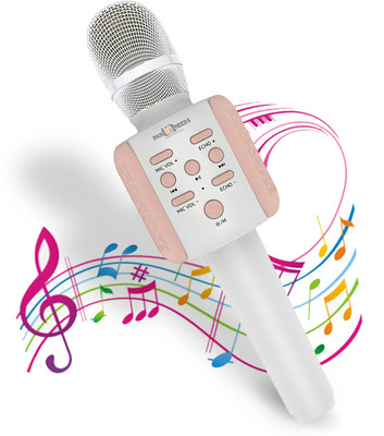 Pick Ur Needs Karaoke Bluetooth Rechargeable Mic Wireless Microphone Connection Player Speaker Karoke Mic(White)