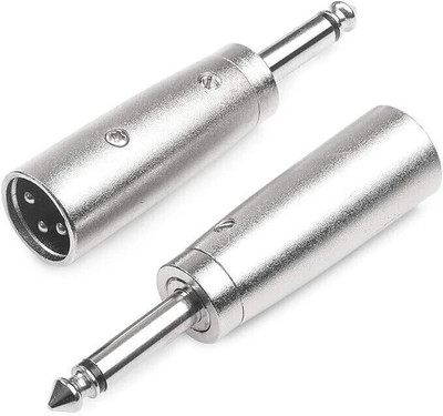 TechBlaze 1.4 Inch TS Mono to XLR Male Adapter, 6.35 to XLR Gender Changer Connector XLR Extension Adapter Connector- 2PCS(Silver)