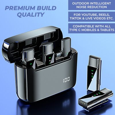 MOOZMOB Dual Wireless Microphone with Charging Case for Reel Video Recording Vlogging Microphone