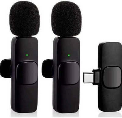 MOBIZAC Mobile Collar Microphone K9 for Vlogging Recording Podcast ASMR Interviews Youtube Video Making Microphones Wireless(Black)