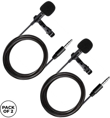 WRADER Omnidirectional 3.5mm Mic Lavalier Mic for Youtube Voice Recording ASMR and Vlog Mobile Collar Microphone - PACK OF 2(Black)