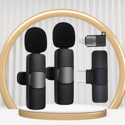 Clairbell K9 Dual Wireless Microphone Plug &Collar Mic for Vlogging/Live Stream/YouTubW100 K9 Dual Wireless Microphone Plug &Collar Mic for Vlogging/Live Stream/YouTubW100(Black)