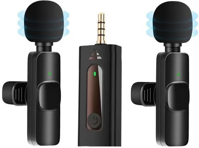 SHOP PLUS K-35 Wireless Lavalier Microphone Plug & Play, Auto Sync Noise Reduction Microphone K35 WARELESS MIC(Black)