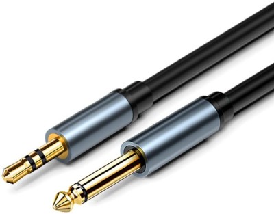 fdealz 3.5mm Stereo Male to 6.35MM Mono Male Cable ; 1/8 Inch Stereo to 1/4 inch Mono Audio cable(Black 3.5mm Stereo to 6.35mm Mono Jack Lead)