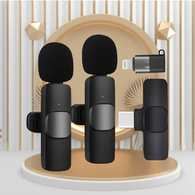 GUGGU K9 Dual Wireless Microphone Plug &Collar Mic for Vlogging/Live Stream/YouTubZ269 K9 Dual Wireless Microphone Plug &Collar Mic for Vlogging/Live Stream/YouTubZ269(Black)