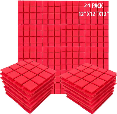 Urban Infotech 24 Pack Acoustic Sound Proof Foam Panels Echo Tiles Sound Absorbing for Studio Acoustic Sound Proof Foam Panels(Red)