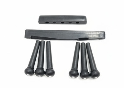 SLS Music Guitar Saddle, Nut & Bridge Pins Set (Black) Standard(Black)