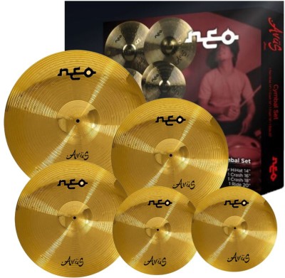 Mocking Bird Drum Cymbals Set Musical Instrument 20” Ride Cymbal 18” & 16” Crash Cymbal & Pair of 14” Hi-Hats 5Pcs Cymbal for Drum Set(Golden)
