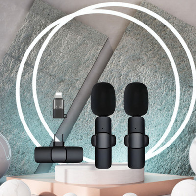 GUGGU K9 Dual Wireless Microphone Plug &Collar Mic for Vlogging/Live Stream/YouTubX216 K9 Dual Wireless Microphone Plug &Collar Mic for Vlogging/Live Stream/YouTubX216(Black)