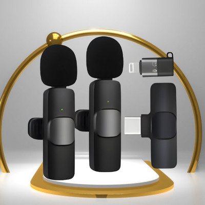 GUGGU K9 Dual Wireless Microphone Plug &Collar Mic for Vlogging/Live Stream/YouTubZ267 K9 Dual Wireless Microphone Plug &Collar Mic for Vlogging/Live Stream/YouTubZ267(Black)