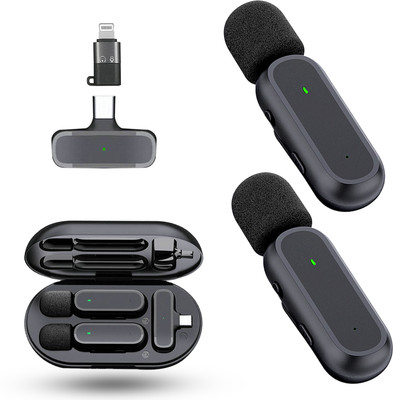 WRADER Professional Grade Dual Wireless Collar Mic with Noise Reduction Facility Plug and Play Mic for Youtube Reels Podcast Interview ASMR and Video Recording(Black)
