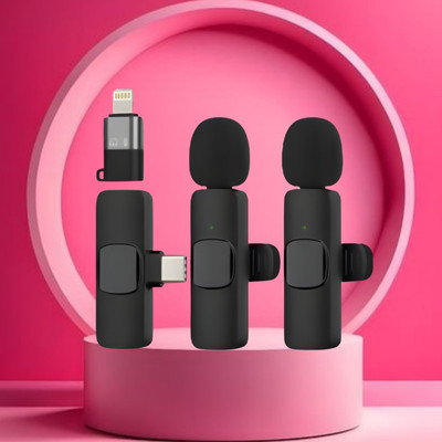 GUGGU K9 Dual Wireless Microphone Plug &Collar Mic for Vlogging/Live Stream/YouTubZ363 K9 Dual Wireless Microphone Plug &Collar Mic for Vlogging/Live Stream/YouTubZ363(Black)