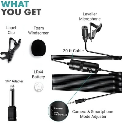 Fgkitoflex Boya By-M1 Lavalier Mic Clip-on Mic, Omnidirectional Electret Condenser Mic Microphone