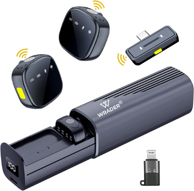 MOBIZAC Dual Wireless Mic with Charging Case, Noise Cancellation Microphone for Youtube Video Recording(Black)