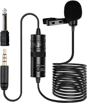 MAK Lavalier Mic M1 3.5mm Electret Condenser Microphone with 6 mtr wire Lavalier Wired Mic(Black)