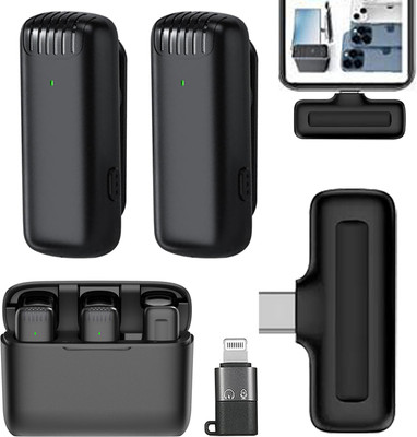 WRADER Dual User Wireless Microphone for Type C Mobiles and Lavalier Lapel Microphone