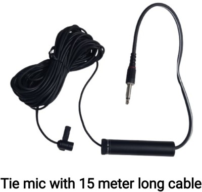 A One ELECTRET CONDENSER CARDIOID TIE PIN With 15m LONG CABLE TIE MICROPHONE TIE PIN MICROPHONE(Black)