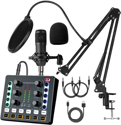 IMAGINEA V9 Audio Mixer with Microphone Set for Streaming/Podcasting/Gaming/Recording Live Sound Card | Audio Interface with Multiple DJ Mixer Effects, Voice Changer(Black)