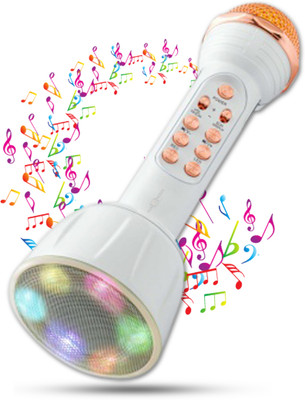 Daily Needs Shop Karaoke Wireless Microphone Mic with Audio Recording Bluetooth Speaker with USB Microphone(White)