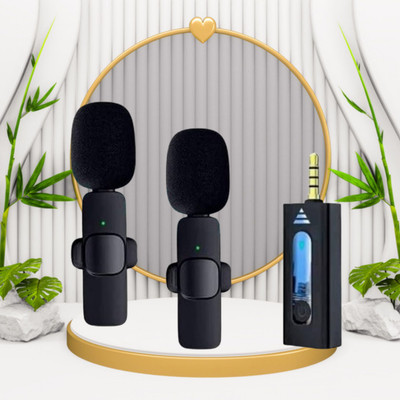 GUGGU K35 Wireless Microphone With Collar mic for Vlogging, Recording & InterviewF53 K35 Wireless Microphone With Collar mic for Vlogging, Recording & InterviewF53(Black)