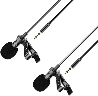 WRADER Omnidirectional Lavalier Microphone 3.5mm Collar Mic for Recording Vlog ASMR Youtube Lapel Microphone PACK OF 2(Black)