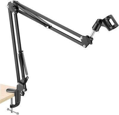 GoodsBazaar NB-35 USB Condenser Microphone Stand Suspension Scissor Boom Arm Stand Adjustable Mic Stand For Studio Recording Podcasting Broadcasting Singing(Black)