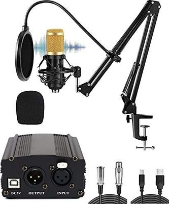 IMAGINEA BM800 Condenser Microphone Full Set with 48V Phantom Power Condenser Microphone(Multicolor)