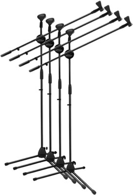 Urban Infotech 3 Leg Boom Double Microphone Stand with 2 Mic Clip Holder Mic Stand 4 pcs mic stand(Black)