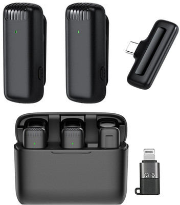 MOBIZAC Professional Grade Wireless Microphone with Charging Case Mic for Youtube Videos Microphone(Black)
